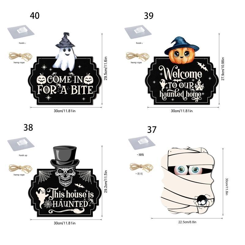 652F Halloween Hanging Ornaments Sign with Rope Hook for Festival Party Door