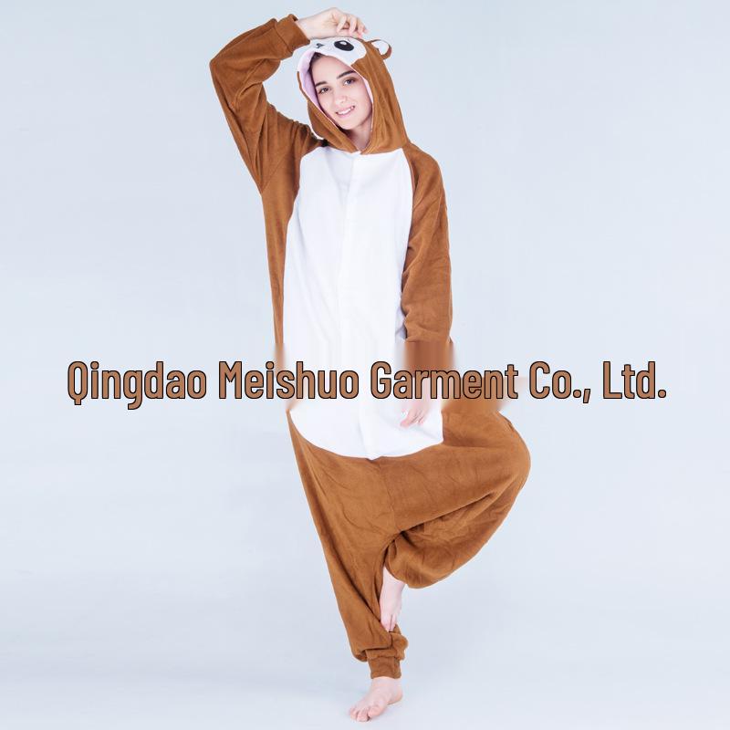 Růžové Modré Zvířecí Kreslené Fleecové Onesie Pyžamo pro Páry - Podzimní/Zimní Kolekce