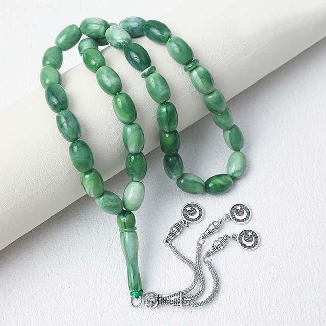 Saudi-Arabische Gebetsperlen: 33 Perlen Rosenkranzarmband mit Stern- und Mondanhänger