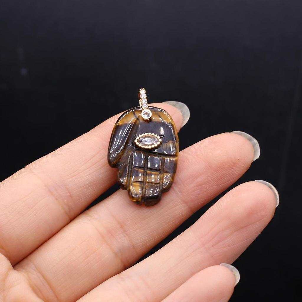 1Pc, Hand of Faramith Pendant, Energy Natural Stone Reiki Healing Crystal Gemstone Charms for Jewelry Making DIY Necklace Christmas Gift 18×32mm