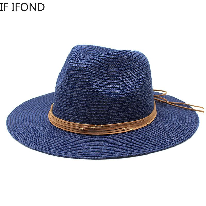 Big Size 60CM New Straw Hat 7cm Brim Summer Cooling Beach Sun Hat Outdoor Party Panama Jazz Hat Sombreros De Mujer