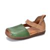 Johnature Sandali retrò in vera pelle per scarpe piatte con suola morbida e punta quadrata in colori misti da donna