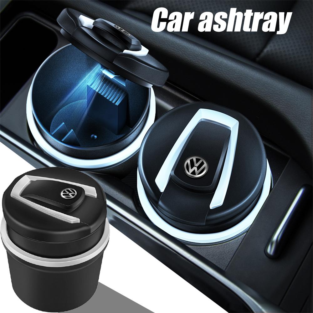 1pc Led Light Car Ashtray Cigar Ash Tray Coin Storage Cup For VW GTI Rline Polo Golf Passat Tiguan Lavida Santana AccessoriesKD1