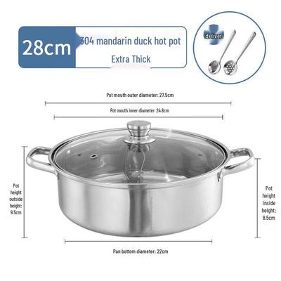 Ba'erde 304 Stainless Steel Induction Hot Pot with Divider