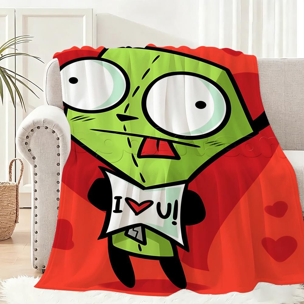 Animation Invader ZIM Throw Lightweight 240g Flannel Blanket Soft Skin-friendly for Summer Cooling 75x90cm