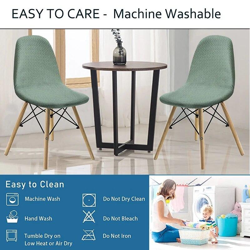 Twill Jacquard Shell Chair Cover Stretch Dining Chair Covers Slipcover Furniture Protector Hotel Home Living Room Removable 1PC