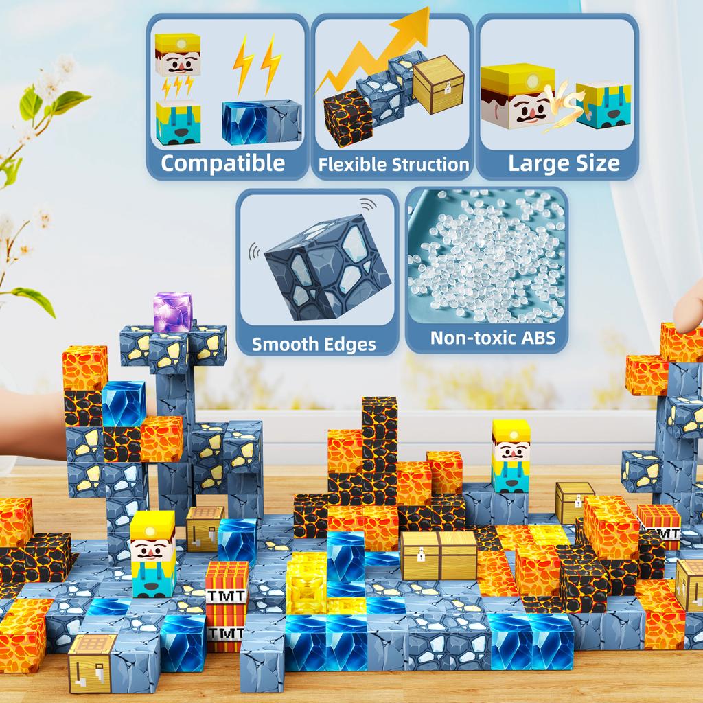 80PCS Big Sword Magnetic Blocks STEM Toy Build Set for Boys Girls Age 3+ Sensory Toys for Toddlers Gifts Construction Toys