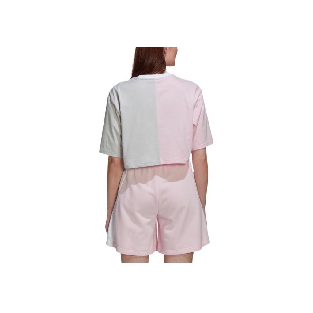 adidas Originals Trefoil Logo Patch Crew Neck Color Block Short Sleeve T-Shirt Women Tops HT5978