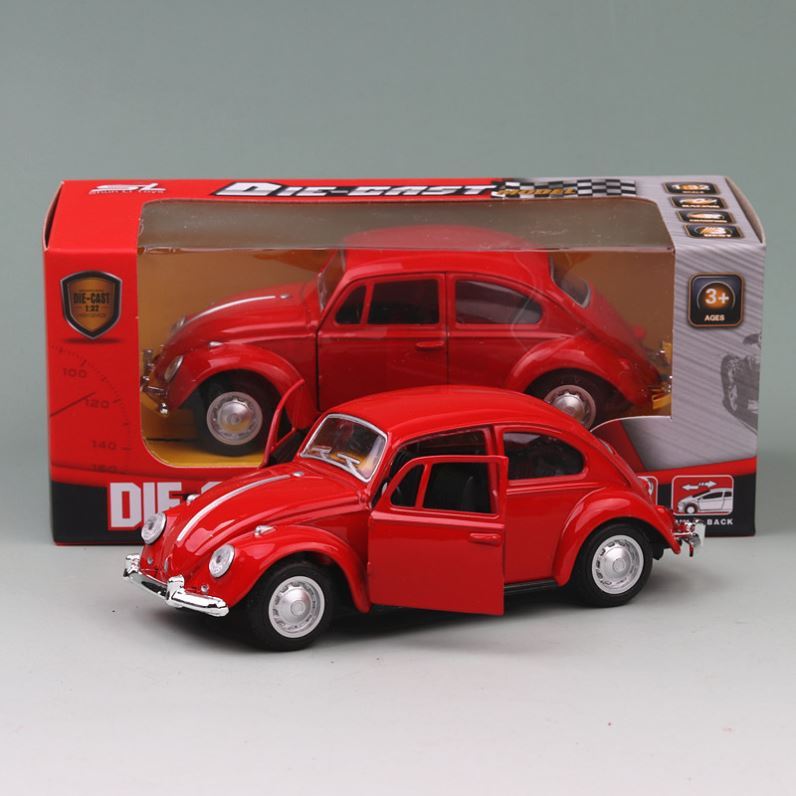 Klassischer 1967 Volkswagen VW Classic Beetle Bug Vintage Maßstab 1:36 Druckguss-Metall-Rückziehauto-Modellspielzeug für Geschenk/Kinder