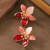 French Literary and Artistic Personality Light Luxury Style Dripping Oil Flower Stud Earrings Light Luxury Simplicity  Versatile Temperament Earrings