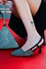 Women's Fashion Style Special Design Black Black Silver Glitter Stone Design High Heel Shoes