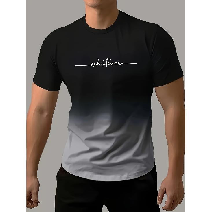 Summer Men's Fashion Gradient Color Sports T T-shirt Casual Stretch Crew Neck T T-shirt
