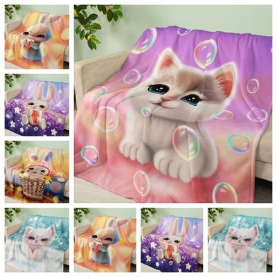 Flaneldecke Süßes Tier Kaninchen Katze Decke Kristall Fleece Decke Frühling Und Herbst