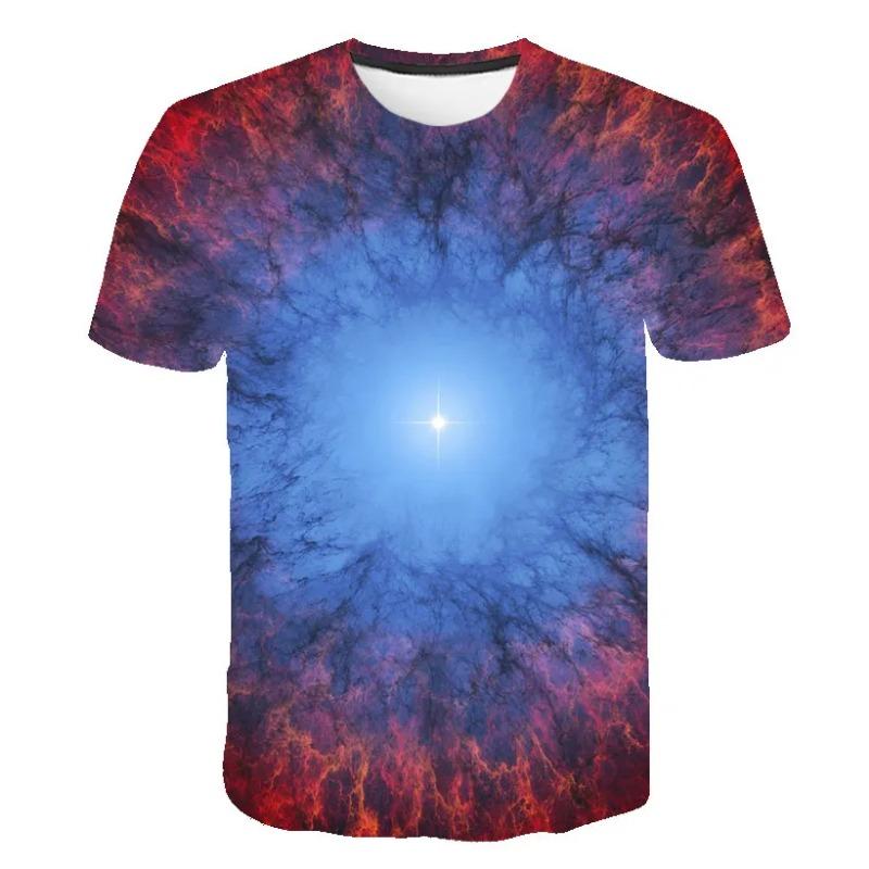 Summer Cosmic Galaxy Men's Space 3d Printing T-shirt Short-sleeved Printed Harajuku Casual Tops O-neck