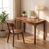 Scrivania in legno massello con cassetti, scrivania regolabile in altezza con bordi arrotondati, ideale per piccoli studi e camere da letto, in stile mid-century modern, noce
