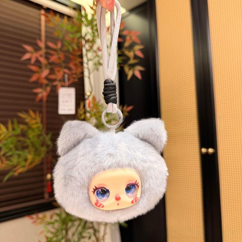 Lightweight Vinyl Face Plush Doll Keychain Cute Bag Pendant Trendy Girly Backpack Charm for Kids School Bag Decoration