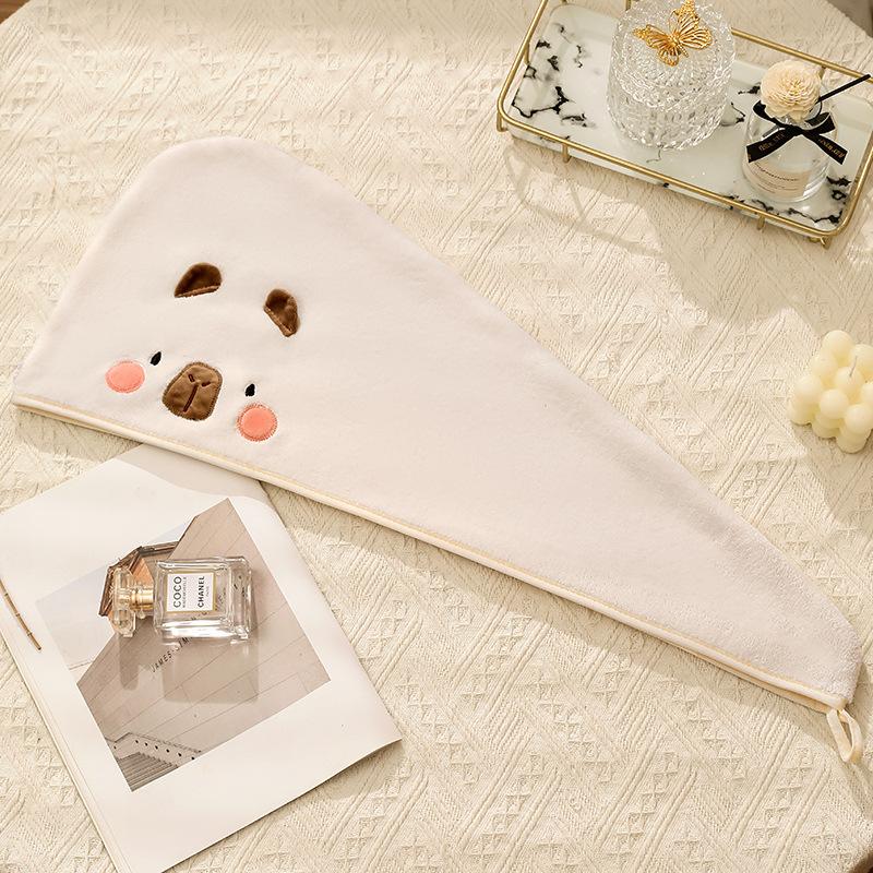 Capybara Coral Velvet Triangular Dry Hair Cap, Absorbent Quick-drying Thickened Dry Hair Towel, Makeup Removal and Postpartum Headscarf