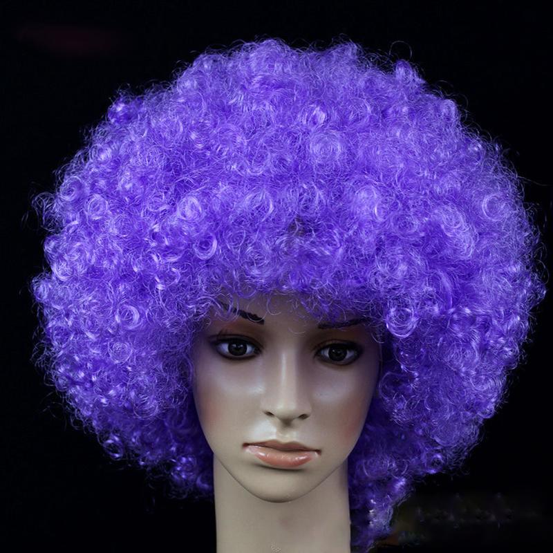 Dames Krullend Cosplay Pruik Kort Golvend Krullend Haar Kleurrijke Synthetische Pruik Voor Dagelijks Feest Mannen Voetbalfan Dragen Kinderen Pruiken blue