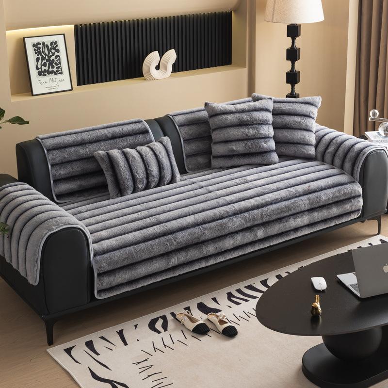 Imitation Mink Sofa Cushion Autumn And Winter Plush Seat Cushion Light Luxury High-Grade Leather Sofa Cover  New Cover