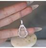 Yufulu Genuine S925 Sterling Silver Chalcedony Gourd Necklace with Clavicle Chain