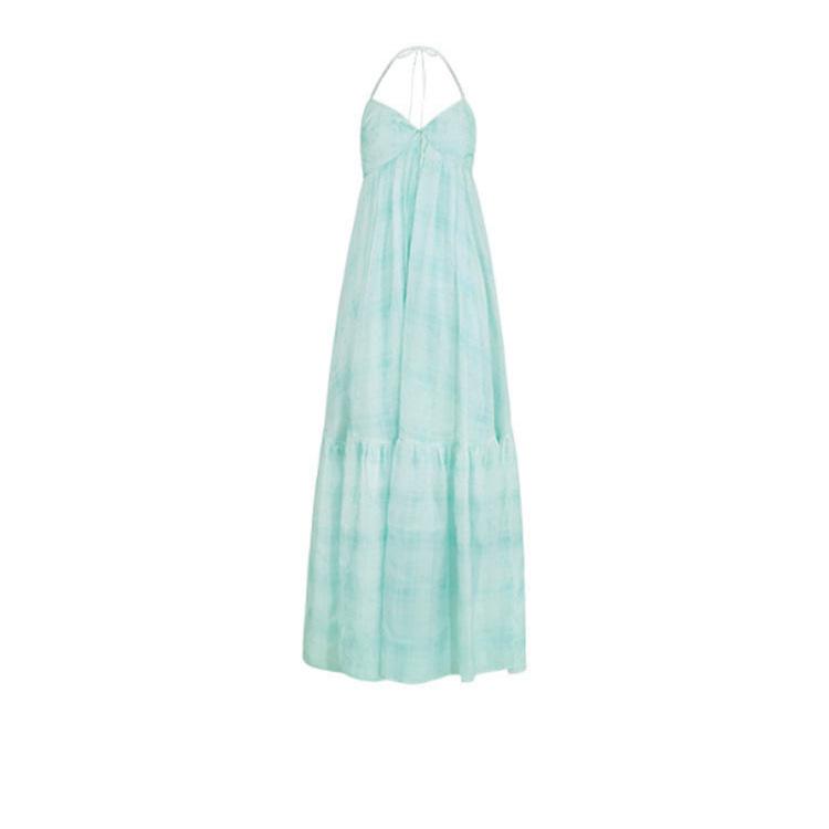 Mint Mambo Seaside Resort Atmosphere Beach Dress Design Sense Neck Dress Fairy Temperament Swing Skirt