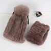 New Fashion Knitted Good Elastic Real Fur Scarf Hat Sets Women Winter Warm Natural Rex Rabbit Fur Scarves Hats Sets