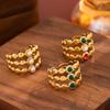 Titanium Steel Colorfast Vacuum-Plated Diamond Vintage Finger Ring