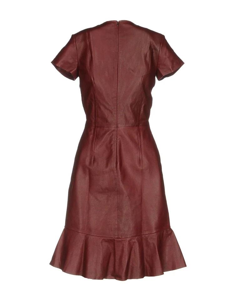 Genuine Soft Lambskin Handmade Leather Women's Burgundy Dress Handmade Stylish Casual