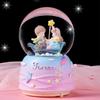 Cartoon Couple Crystal Ball Resin Snow Globe Music Box Toy