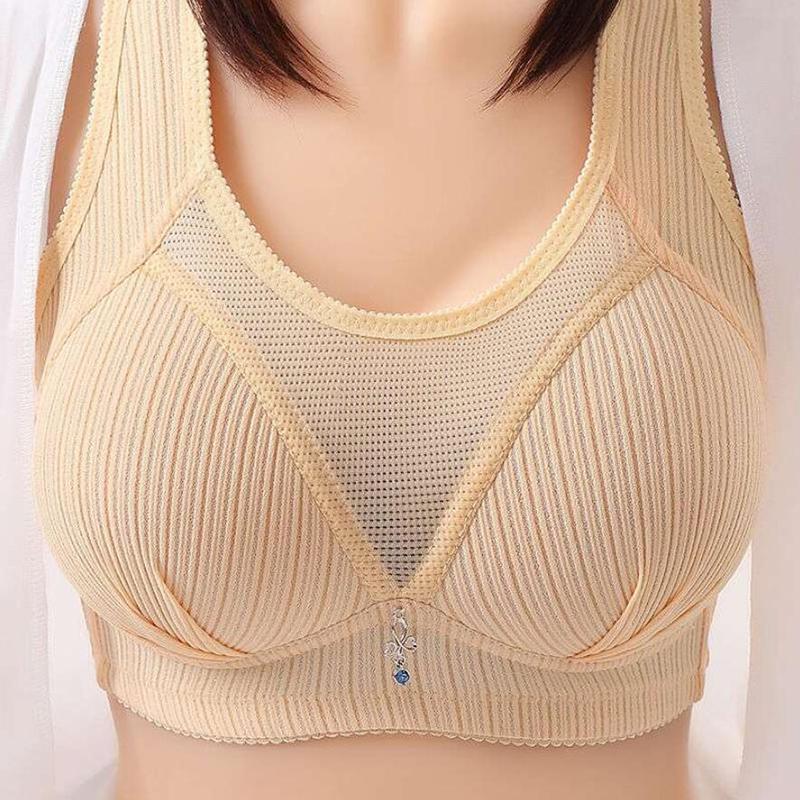 Women Push Up Bra Plus Size Bras Seamless Cotton Bralette Thin Cup Breathable Wireless Underwear Elderly Brassiere Gather
