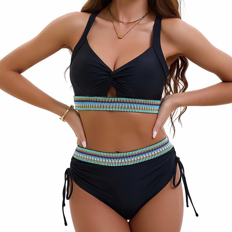 

2025 High-Waisted Drawstring Bikini with Webbing Large