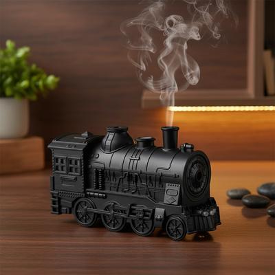 Creative Vintage Train Locomotive Air Humidifier Aroma Diffuser Sprayer with Jellyfish Smoke Ring for Essential Oil Aromatherapy