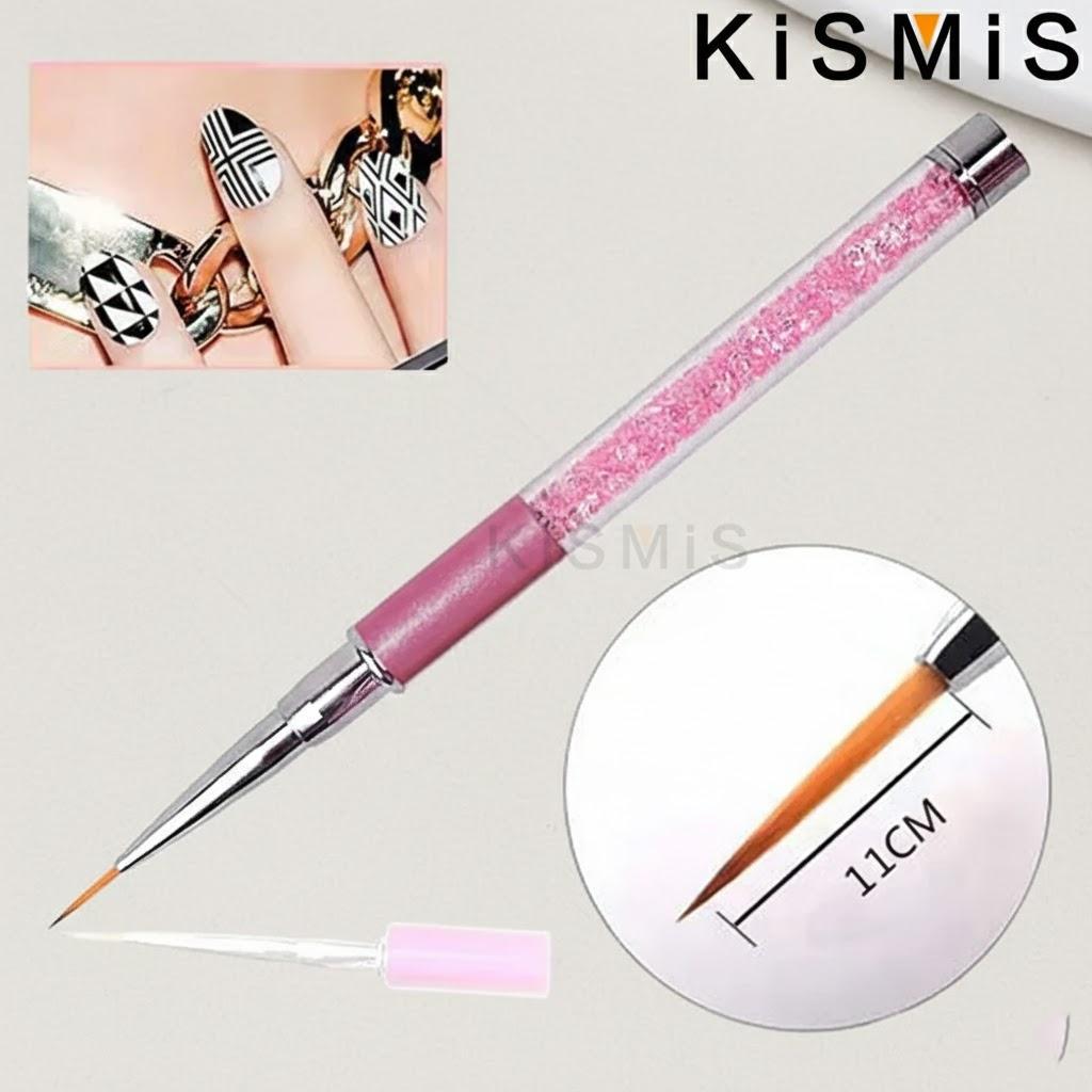 

Acrylic Nail Art Brush Pen with Cap Rhinestone Glitter Handle Manicure Tool for Gel Powder Liquid Nail Design рожевий