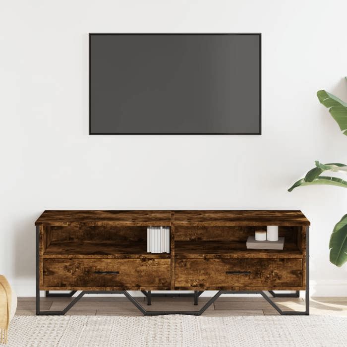 VidaXL TV Cabinet Smoked Oak 122x34x41 Cm Engineered Wood, TV Stand, TV Buffet, Multimedia Cabinet, TV Bench, Hi-fi Cabinet, 848581