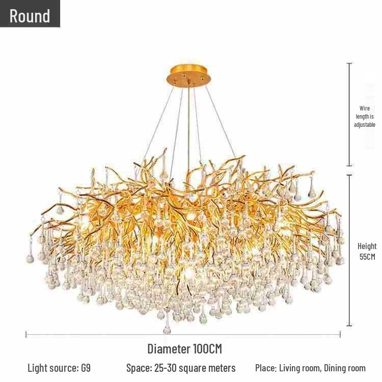 French Luxe Crystal Water Drop Chandelier - Living Room & Dining