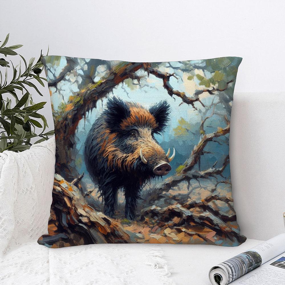 Federa Cuscino Animale Cinghiale Tessuto Peluche Morbida Federa Stampa Double Sided Copricuscino Divano Cuscino Decorativo