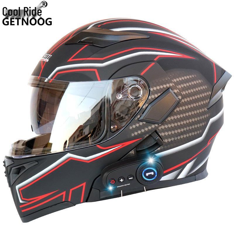 Cool Ride Treasure Bluetooth Full-Face Flip-Up Motorcycle Helmet with Dual Lens and FM Radio