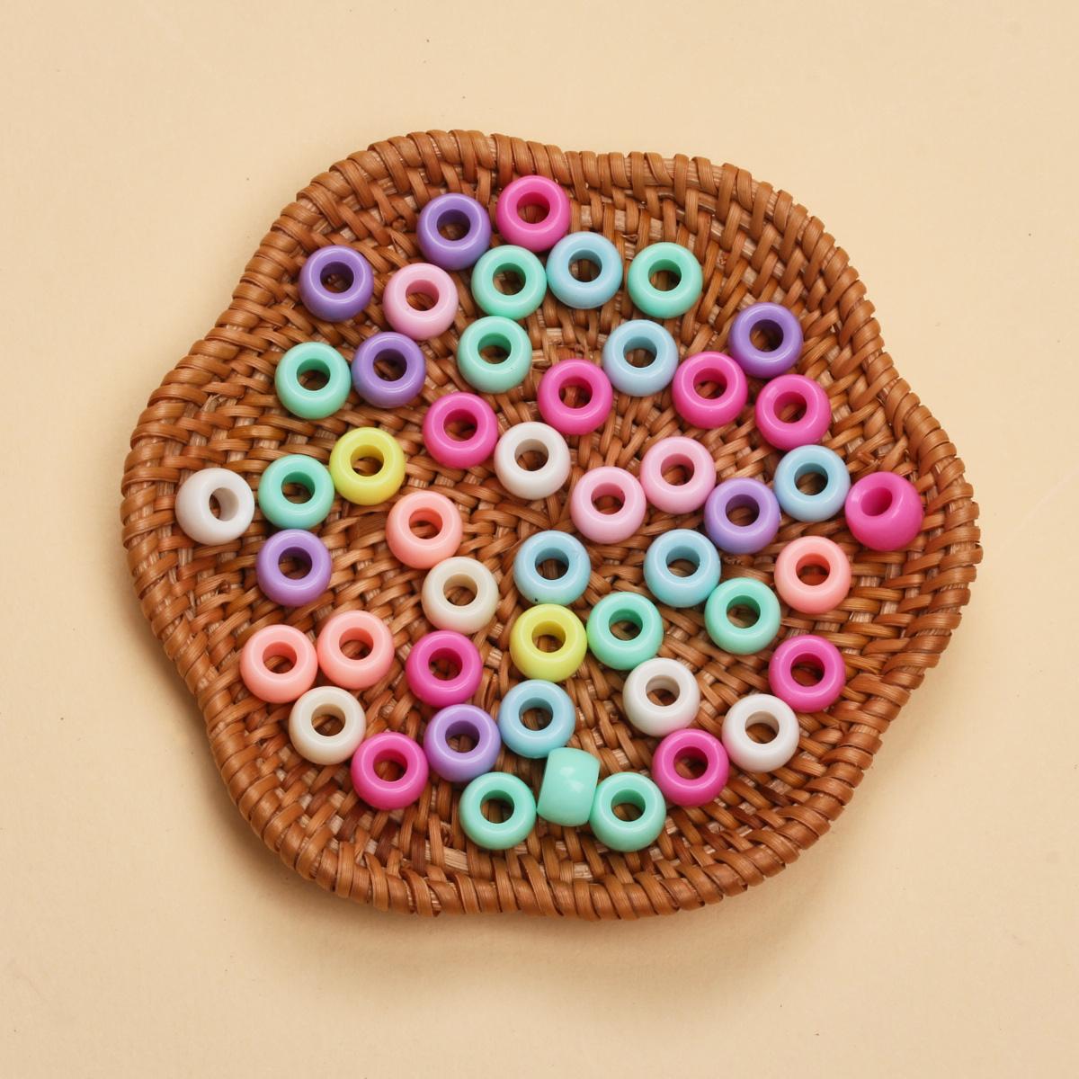 

5,5 мм x 8,5 мм, 50 шт./пакет, акриловые бусины с большими отверстиями, модные красочные бусины для волос пони для девочек, DIY браслет, ожерелье, изготовление детских аксессуаров для рукоделия