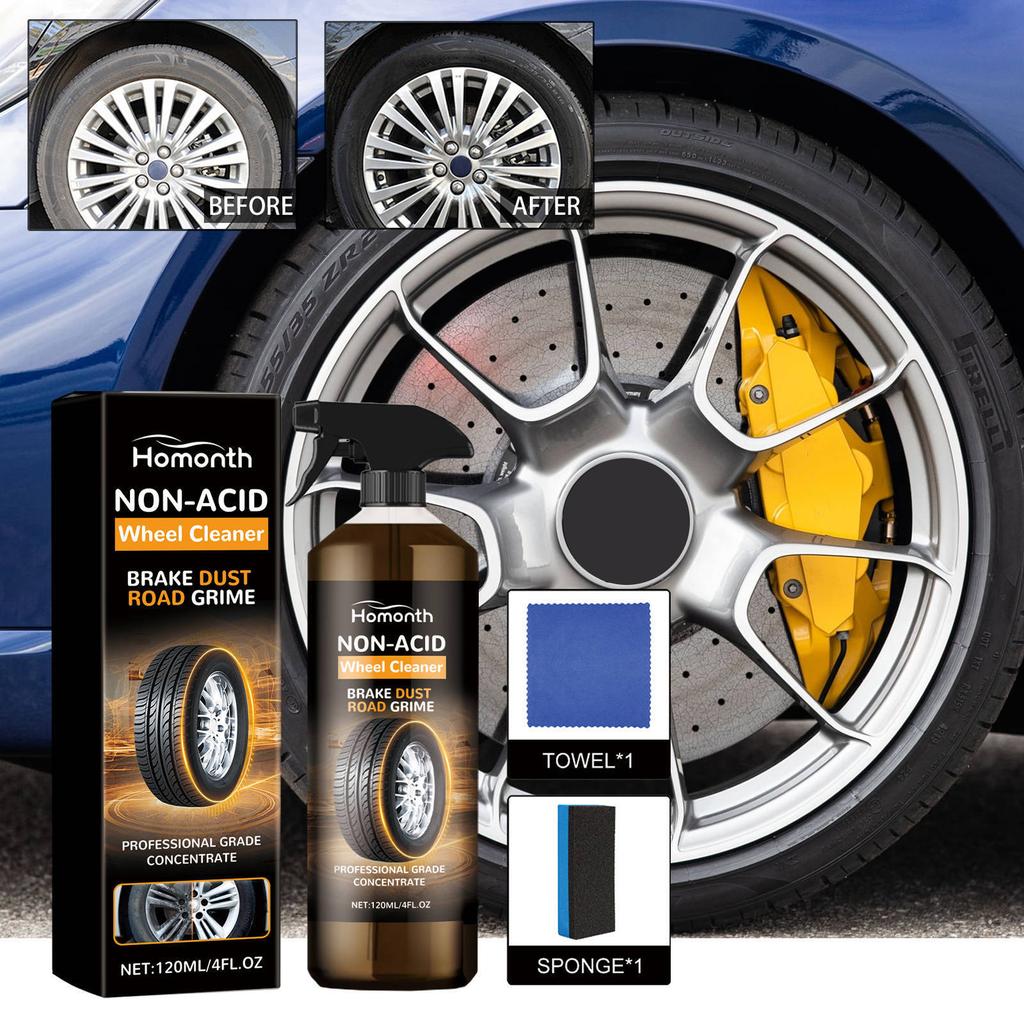 Homonth Car Tire Cleaner Kit Wheel Rim Renewal Cleaner Polish Protection Multi-Purpose 500ml