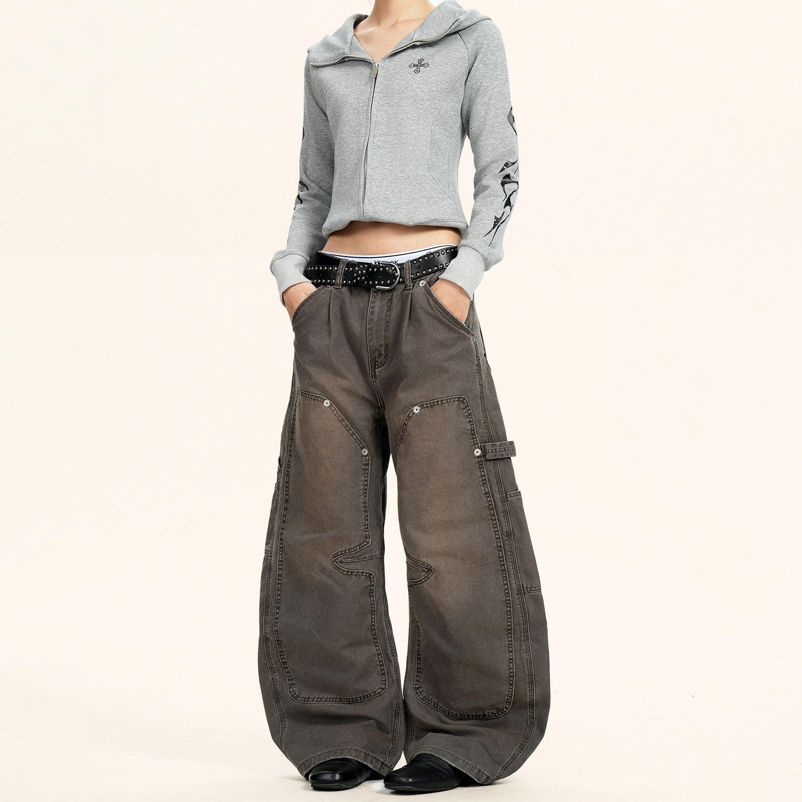 

Yongfang Retro Unisex Scimitar Work Pants - Trendy Loose-Fit Casual Banana Style S