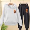 Suit Hoodie, "Baby Boy", Suitable for Boys and Girls Aged 3 to 12. Its Features Are Pink, White and Blue Tops and Trousers