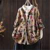 Johnature Women Vintage Print Floral Sweaters Print Floral O-Neck Long Sleeve Knitted Autumn Loose Casual Sweaters