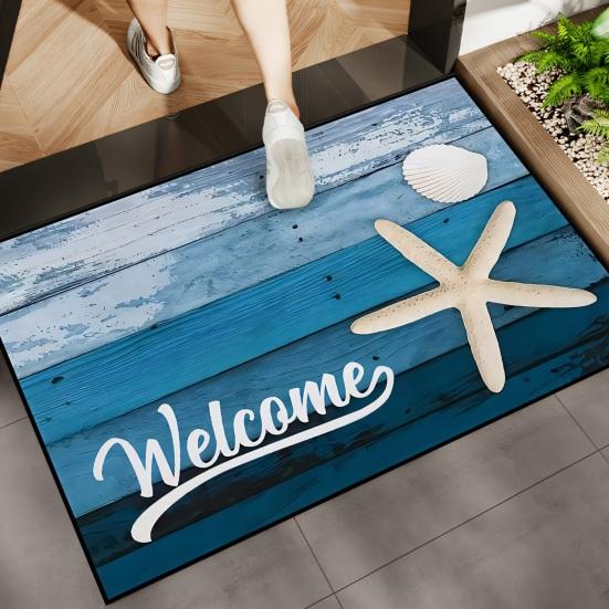 Summer Spring Doormat Floral Lemon Prints Welcome Mat Non-Slip Washable Floor Mat for Home Entrance Front Porch Indoor Outdoor Kitchen Bathroom