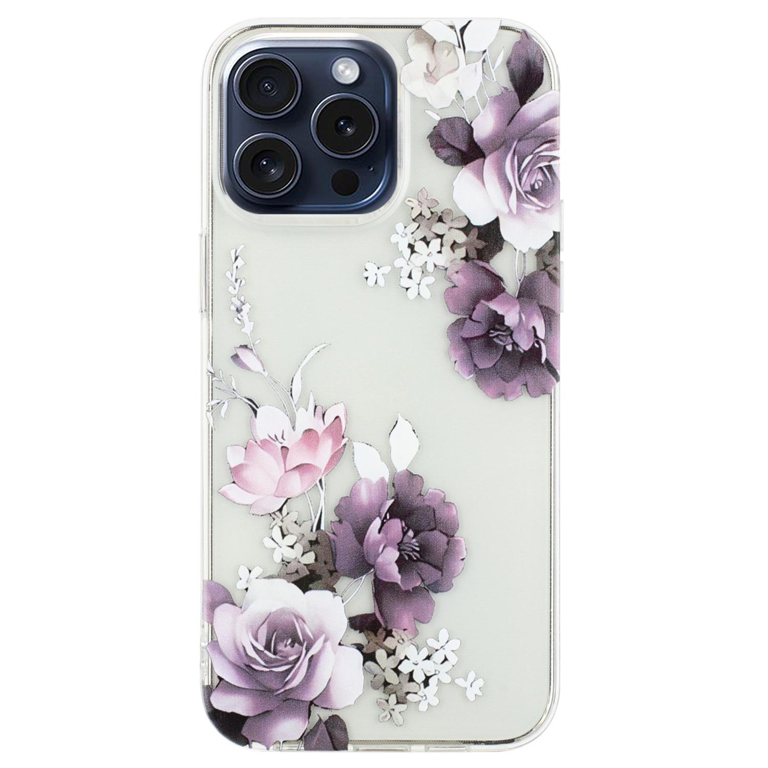 

For iPhone 16 Pro Max TPU Case Pattern Printing Protective Phone Cover Peony Flower