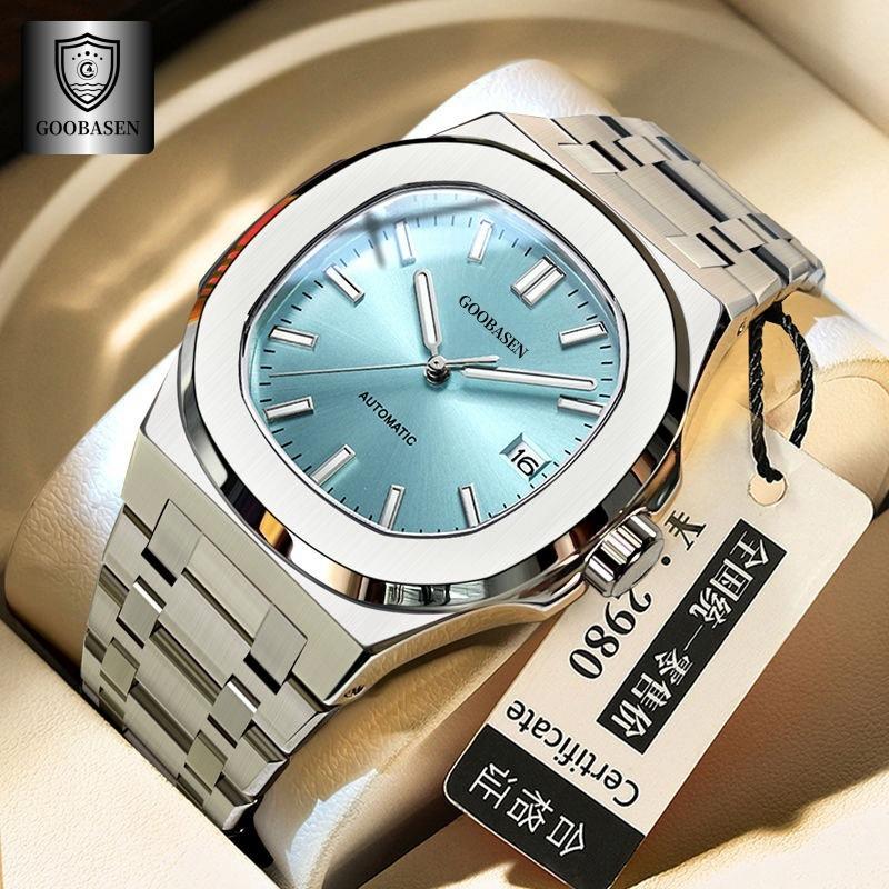 Cooperson's hoogwaardige waterdichte en ultradunne herenhorloge datum imitatie mechanisch horloge