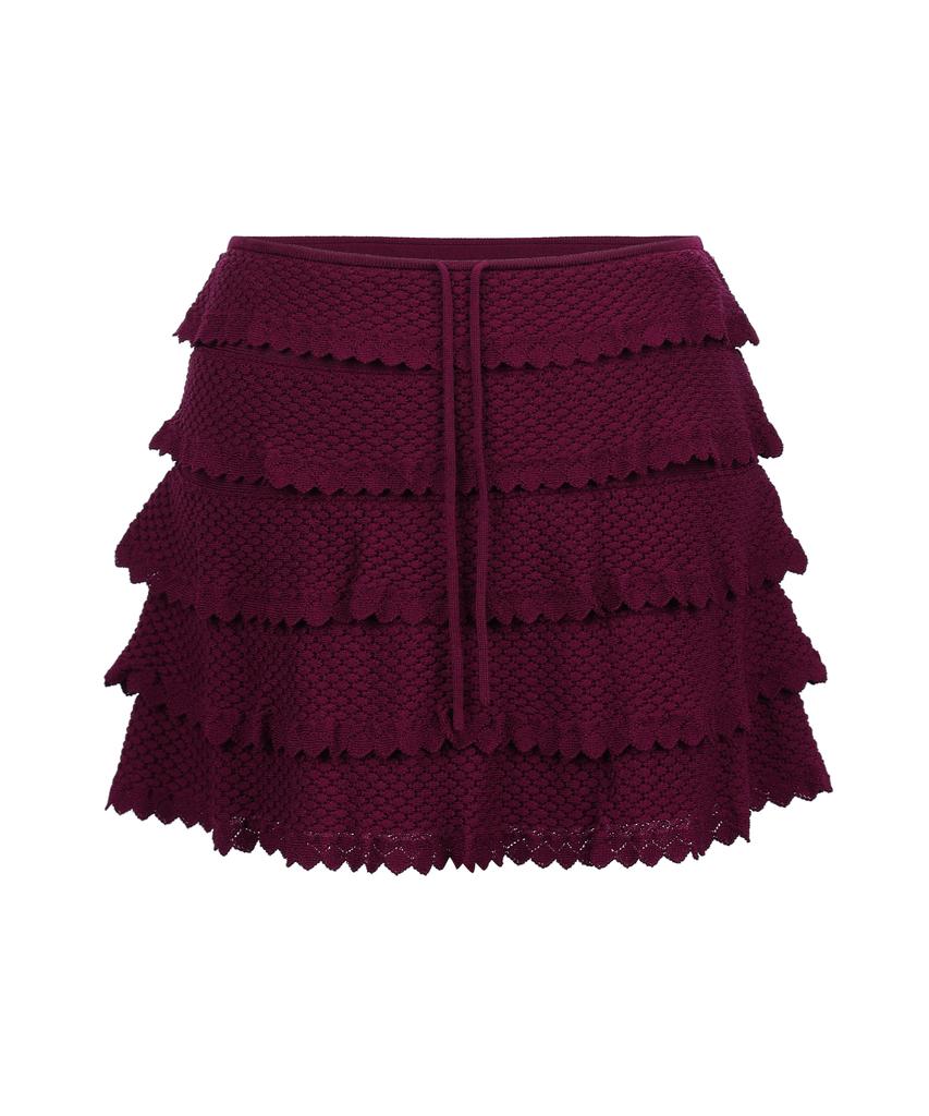 Yuhee Basic Shirring Knit Skirt Wine
