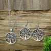 3-piece Vintage Ethnic Style Women's Jewelry Set: Antique Silver Tree of Life Pendant Earrings and Necklace, Simple and Unique Accessories