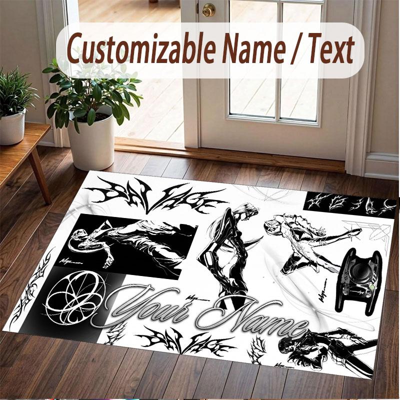 Custom Name Crystal Velvet Rug,aespa Comfortable Anti Slip Floor Mat For Room Decoration