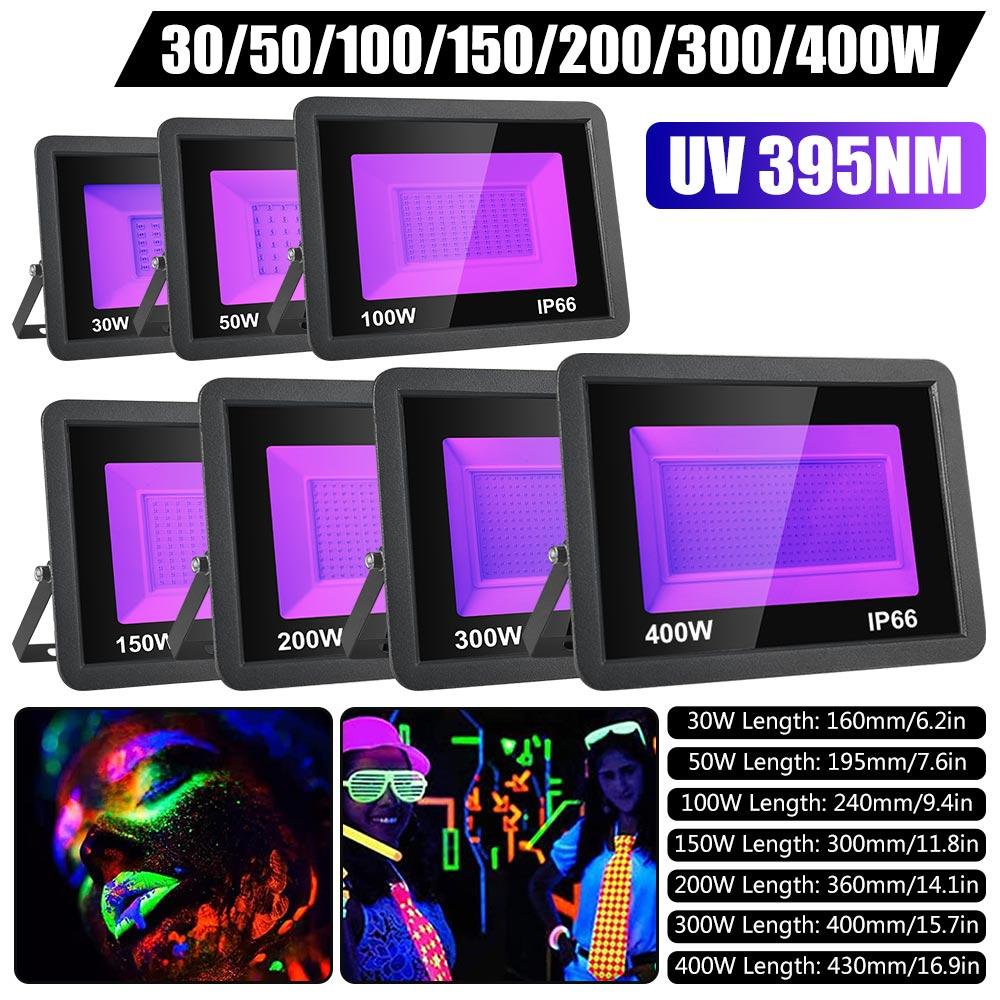UV Led Flood Light 30W 100W 150W Outdoor Floodlight 395nm Ultraviolet Fluorescent Stage Lamp Stage Blacklight For Disco Party