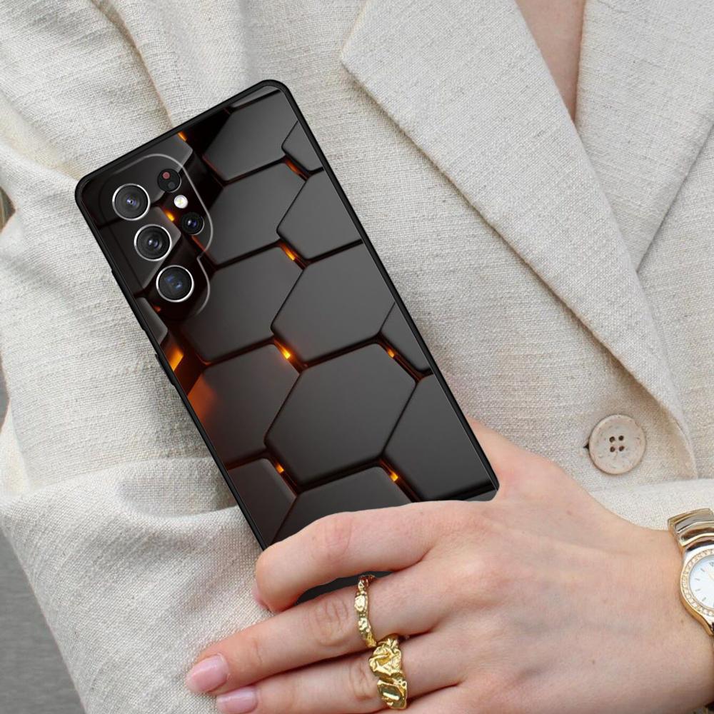3D Sechseckige Lichter Handyhülle für Samsung Galaxy S26 Ultra S25 S24 S23 S22 S21 S20 Note10 Hülle